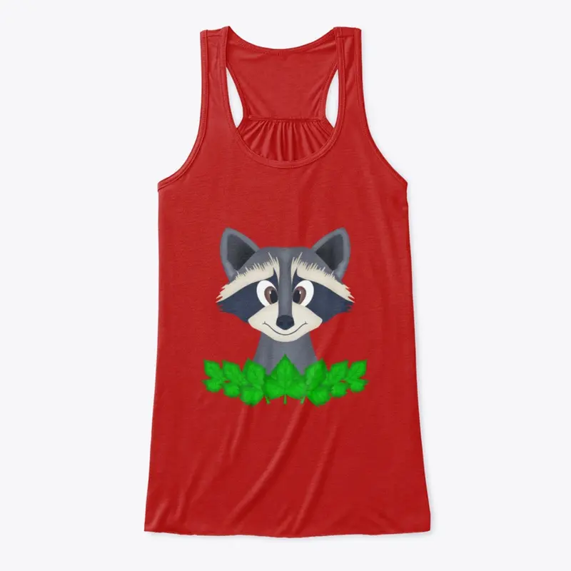 Cute Woodland Racoon Flowy Tank Top