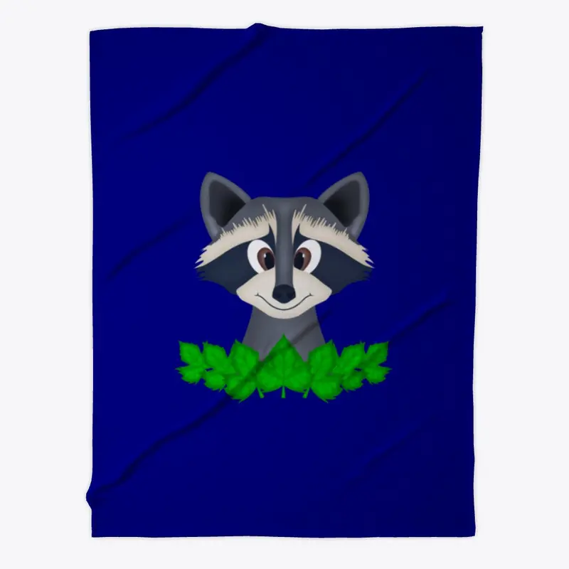 Cute Woodland Racoon Fleece Blanket