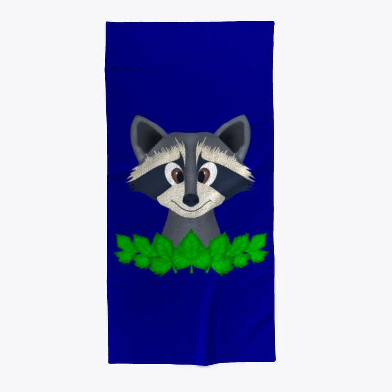 Cute Woodland Racoon Beach Towel