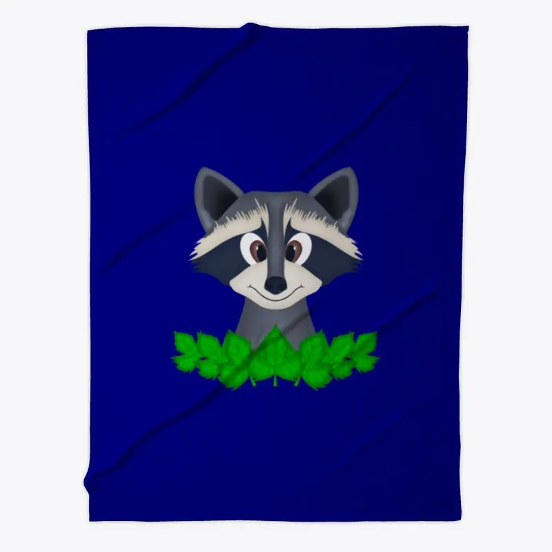 Cute Woodland Racoon Fleece Blanket